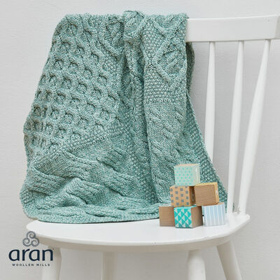 Aran Patchwork Cot Throw Teal